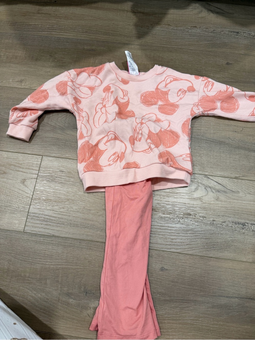 Disney Peach Pink Minnie-Print Kids Pajama Set